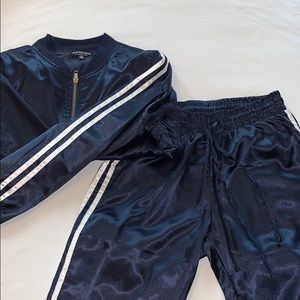 Blue satin tracksuit